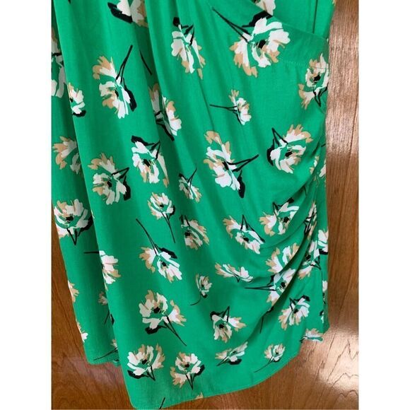 VIX Paula Hermany Petals Way Wrap-Effect Floral-Print Voile Mini Dress Green XS - Picture 7 of 12